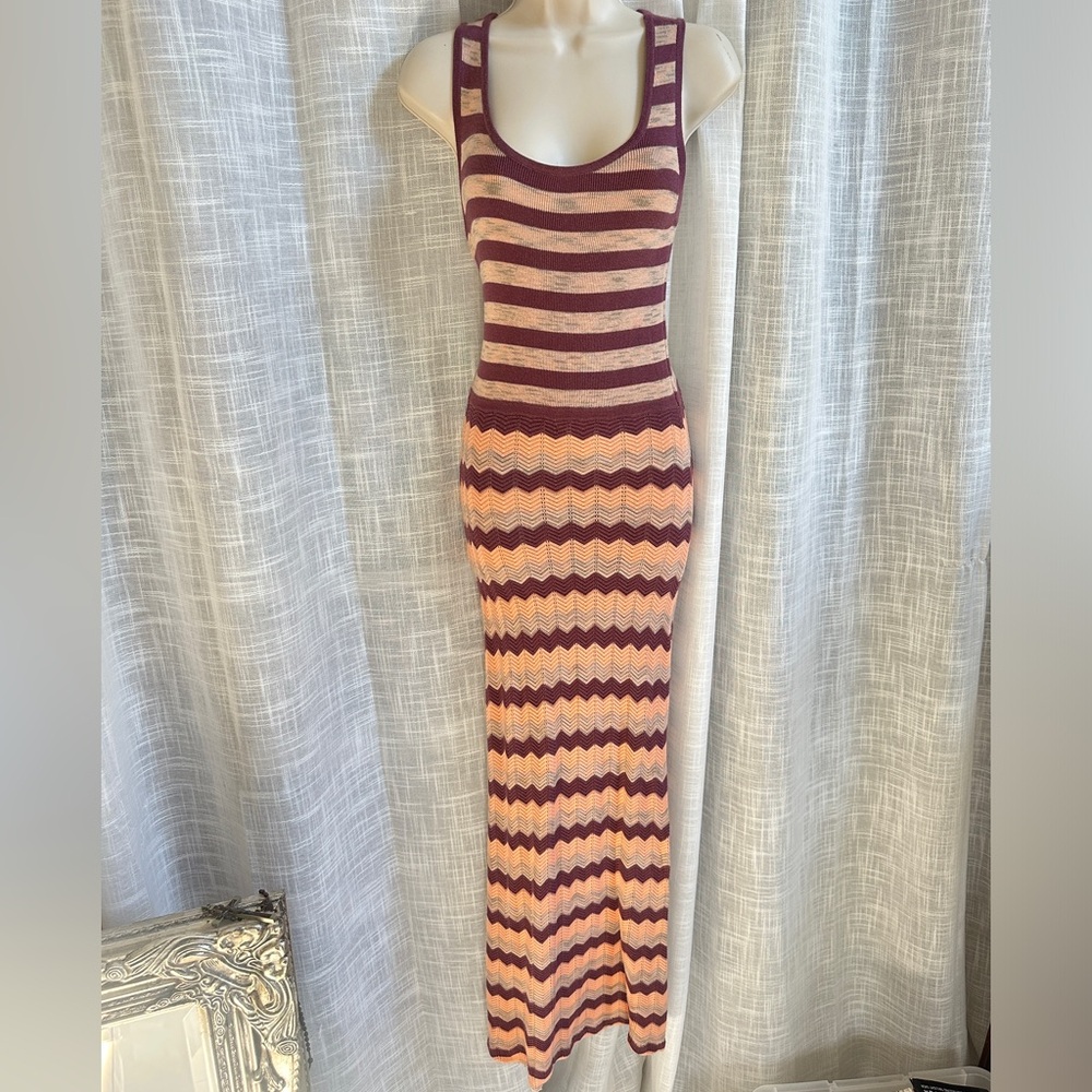 Design History Striped Chevron Knit Maxi Dress Sleeveless M